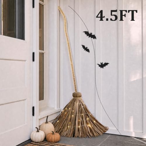 halloween decorations – 4.5ft light up witch broom, close-up detail