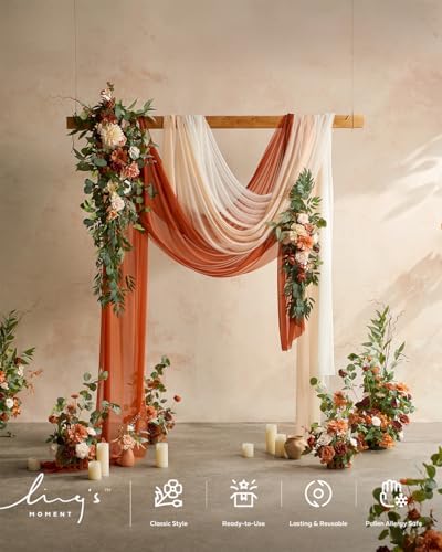 Ling's moment 36" Freestanding Flowers, Fall Wedding Decor, Terracot...