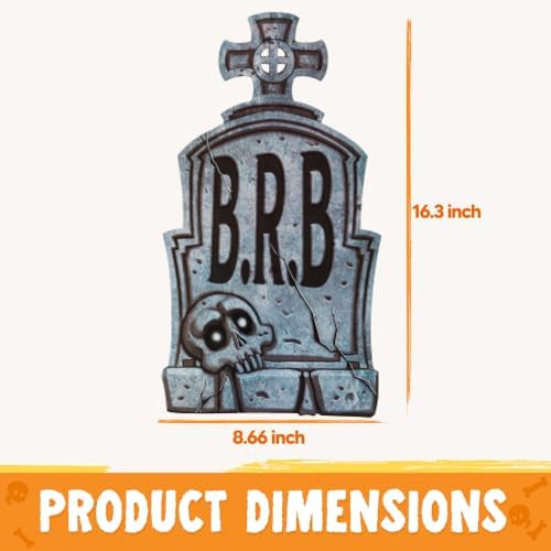 joyin 16" 9 pcs halloween tombstones decorations outdoor showing dimensions