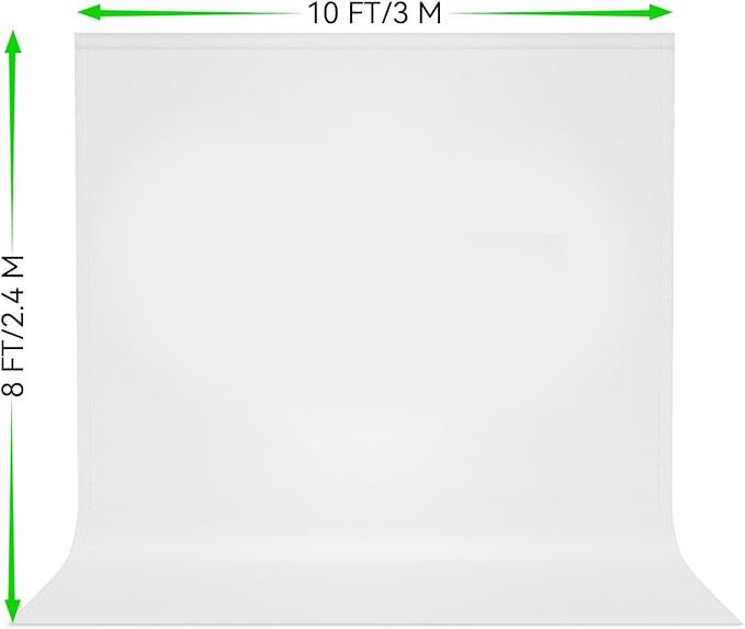 8X10 FT White Backdrop, 100% Polyester Photography Background Curtain Screen, Foldable White Screen Washable for Professional Photoshoot Portraits Party Video Studio