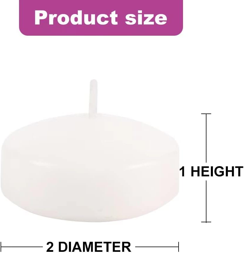 12 Pack Floating Candles 2” 6 Hour White Unscented Dripless Wax Discs, Floating Candles for centerpieces, Cylinder Vases, Wedding, Party, Pool, Holiday