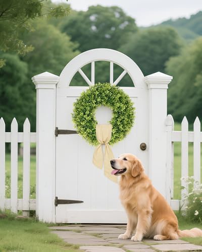 vlorart 24 inch large boxwood door wreaths for, front angle view