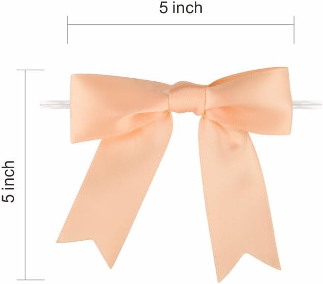 Meseey 60 Pcs 5 Inches Twist Tie Satin Ribbon Bows Pretied Premade Craft Bows for Treat Bags Gift Wrapping Basket Wedding Baby Shower Brithday Christmas Party (Pastel)