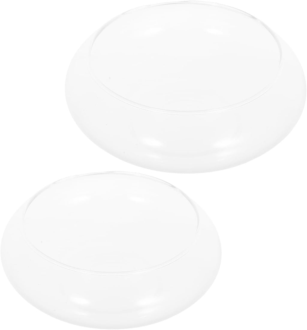 2pcs Glass Floating Candle Holders Bowl Set, Elegant Minimalist Glass Candle Holder Bowls with Stable Base for Wedding Table Centerpiece and Romantic Dinners