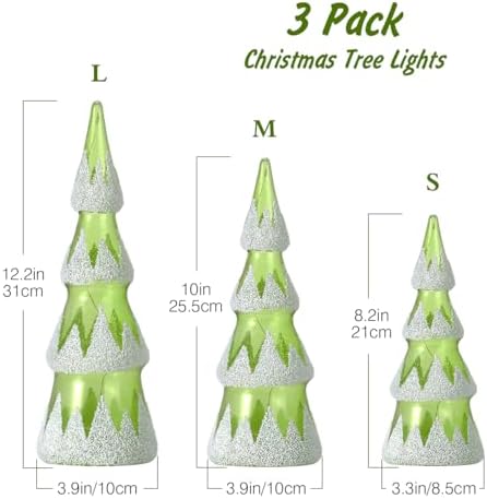 lewondr led glass christmas tree tabletop, snow cover on a desk or shelf