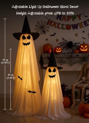 minetom 2 pack 5 ft halloween ghost decorations, package contents
