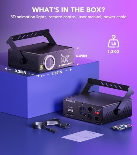 KeoBin App DJ Laser Light, 200+ 3D Animations, Custom Text & Patterns