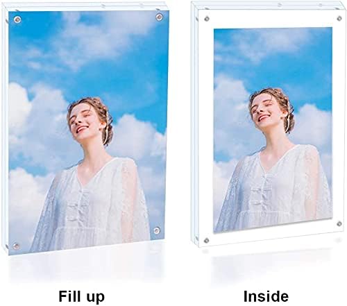 8x8 Acrylic Picture Frame Clear Double Sided Magnetic Picture Frame Desktop Display with Photo Frame Support Stand Best Gift for Family, Baby, Document Photo Frames- Free Soft Microfiber