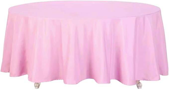 Efavormart Round Tablecloth, 108 Inch Stain & Wrinkle Resistant Washable Table Cloth, Decorative Polyester Fabric Table Cover for Banquet, Wedding, Dining- Pink