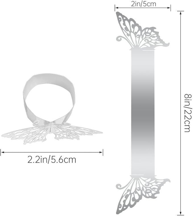 150PCS Butterfly Napkin Rings for Luxury Banquet Style, Reusable Paper Napkin Holders for Wedding Banquet Dinner Table Decor, and Catering Party Services (Silver)