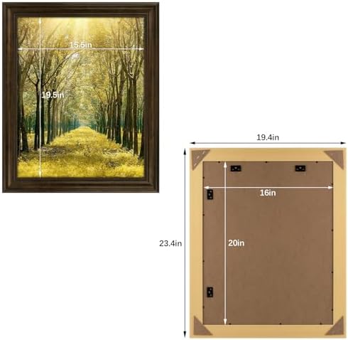 16x20 ornate picture frame,real glass,dark brown poster photo, side view
