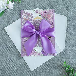 20 PCS 5.12x7.2 Butterfly Personalized Quinceanera Invitation, Customized XV Anos Laser Cut Invitation Cards with Envelopes (Purple Glitter Personalized)