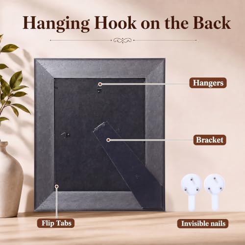 lineshading 8x10 vintage picture frames, 4 pack, dark, close-up detail