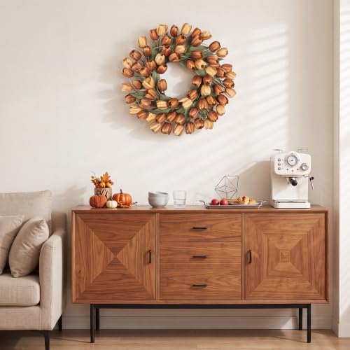 24" tulip fall wreath for front door real, package contents