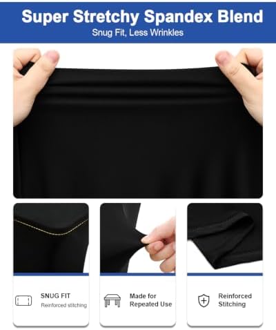 Smiry 5 Pack Spandex Table Cloth 6FT, Elastic Fitted Black Tablecloth