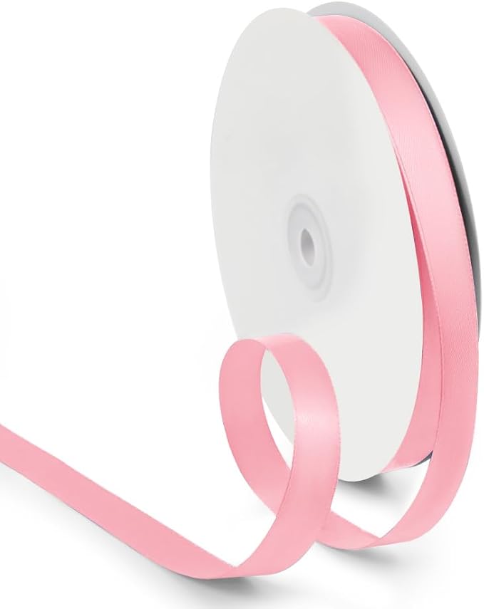 5/8 Inch 100 Yards Satin Ribbon Light Pink, Solid Color Fabric Ribbon for Gift Wrapping, Wedding, Polyester Gift Ribbon for Birthday Party Decoration, Craft, Hair, Floral, Sewing