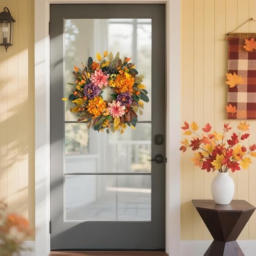 24" fall wreaths for front door outside,autumn wreath, view 9