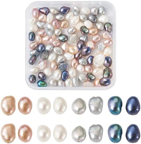 beadthoven 100pcs natural freshwater pearl beads 4-6mm mix, front angle view