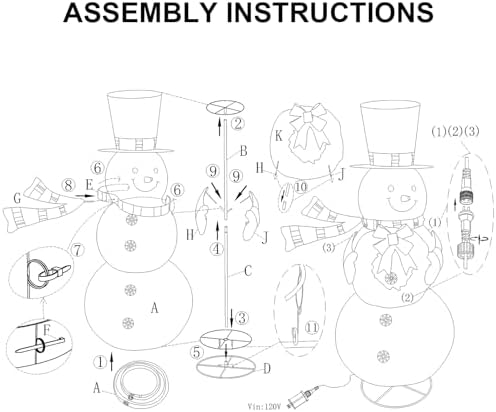 mumtop 6 ft lighted christmas snowman outdoor indoor, front angle view