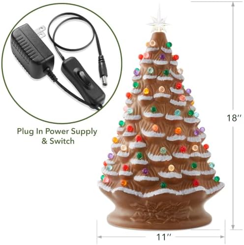 casafield hand painted ceramic christmas tree, gingerbread 18-inch, side view