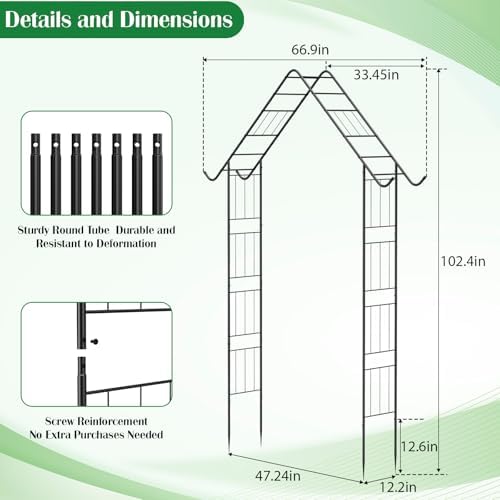 heavy duty garden arch trellis for climbing plants, close-up detail