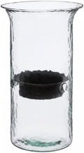 Glass Hurricane Pillar Candle Holder with Rustic Metal Insert, Perfect as a Centerpiece (Large)
