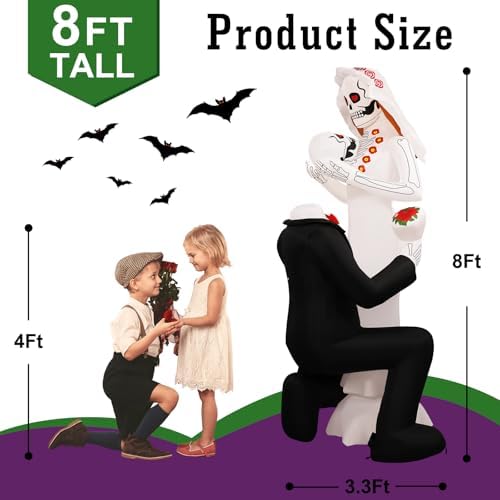 halloween inflatables giant 8ft tall skeleton couple day shown in use