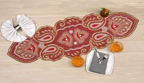 lightnpro christmas beaded table runner 13x36 inch on a desk or shelf