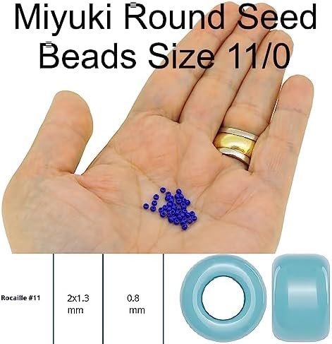 set of 10 colors - miyuki size 11/0 showing dimensions
