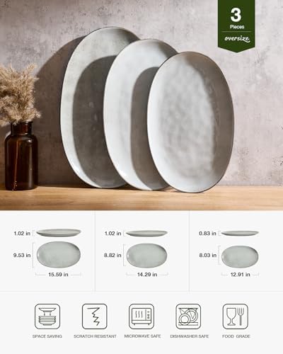 famiware serving platters set of 3 sizes shown in use
