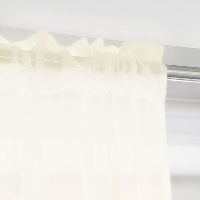 Window Beige Sheer Curtains 60 Inches Width 160 Inches Long 2 Panels Sheer Curtain Clear Curtains Basic Rod Pocket Panel for Home Living Room Bedroom Kids Room Yard Patio Parlor Sliding
