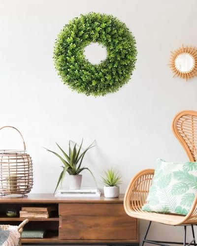 20 inch artificial boxwood wreath for front door, package contents