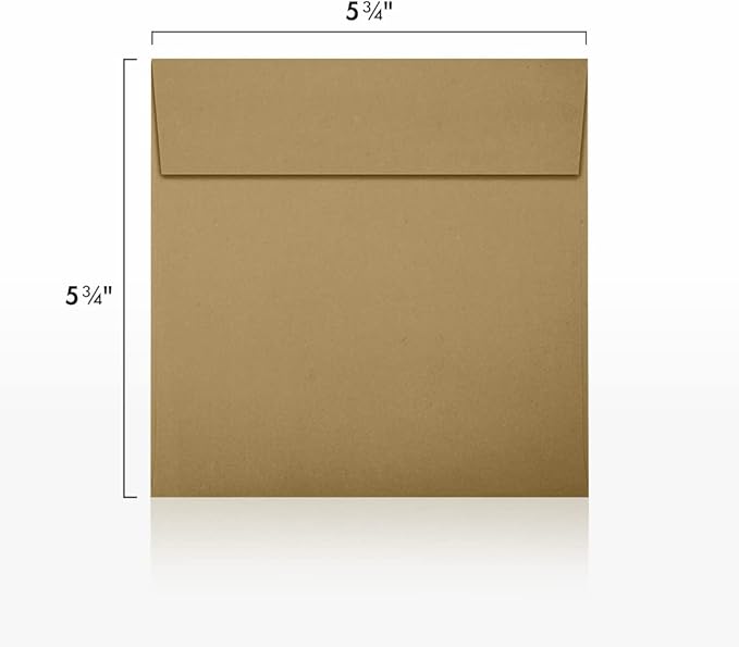 LUXPaper Square Invitation Envelopes | Peel & Press | 5 3/4" x 5 3/4" | Grocery Bag Brown | 70lb. Text | 50 Qty