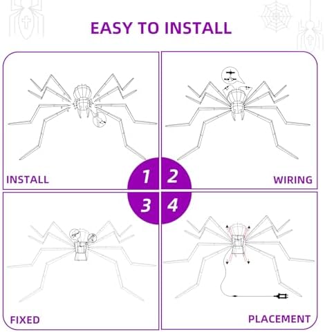 hoyechi halloween decorations giant spider 6.8ft - big, side view