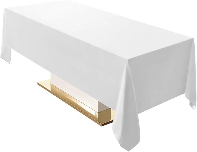 Surmente 10 Pack White Rectangle Tablecloth 60 x 102-inch Rectangular Polyester Table Cloth for Weddings, Banquets, or Restaurants