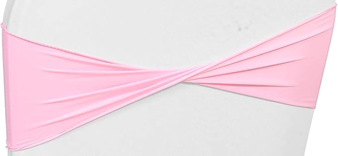 VDS Pack of 150 PCS | Pink | Spandex Chair Sashes Bows Without Buckle | Stretch Elastic Banquet Universal Folding Chair Band Tie with for Wedding Party Conference Celebration Event Decoration