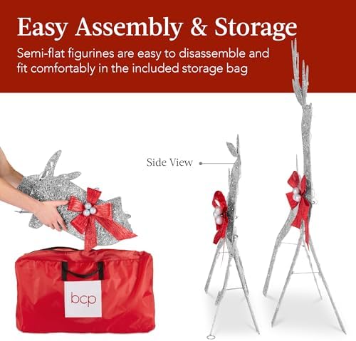 best choice products 4ft 3-piece 2d lighted christmas showing dimensions