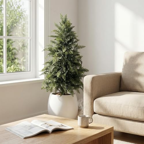 artificial cypress cedar tree 3ft 2 pack, uv, side view