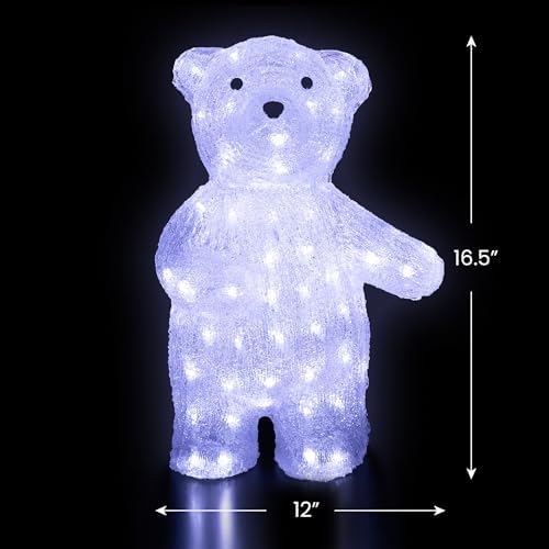 northlight 17" pre-lit acrylic polar bear display decoration-white showing dimensions