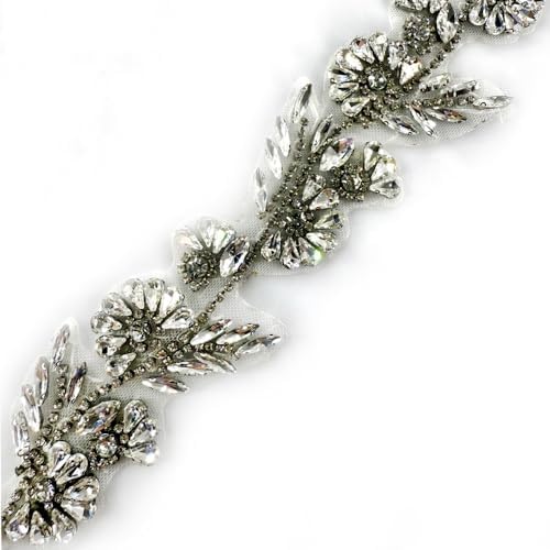 iron on hotfix hand-made beaded trim,2 inch wide, side view