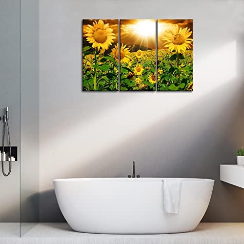 sunflower wall art canvas print sunrise picture, 3 showing dimensions