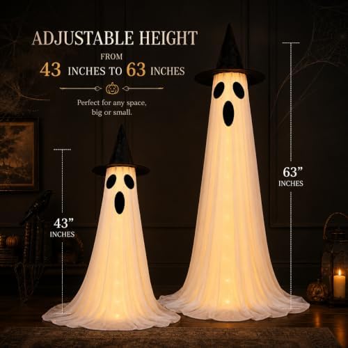 2‑pack 63" halloween decorations outdoor indoor with remote, close-up detail
