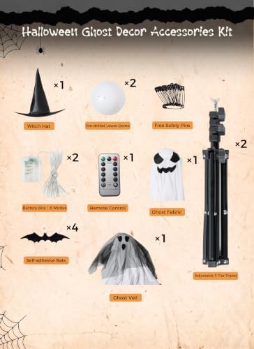 minetom 2 pack 5 ft halloween ghost decorations on a desk or shelf