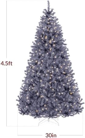 best choice products 4.5ft pre-lit charcoal gray christmas shown in use