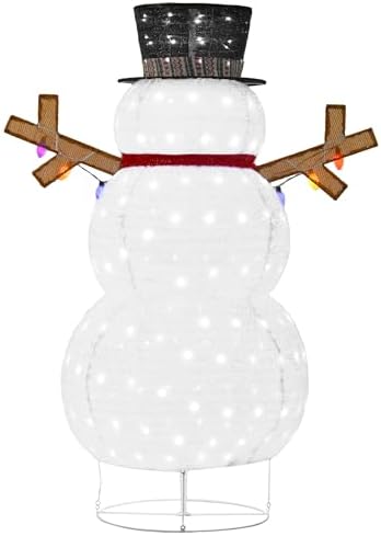 5ft lighted 3d snowman outdoor christmas decor, front angle view