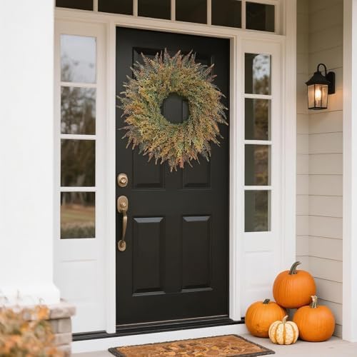 26" large artificial fern leaves fall wreath for, view 9