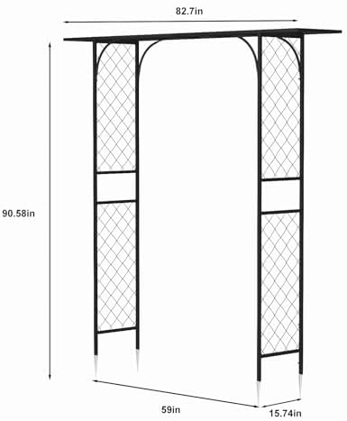 zhongma metal garden arbor, 83.5'' high x 82.7'', close-up detail