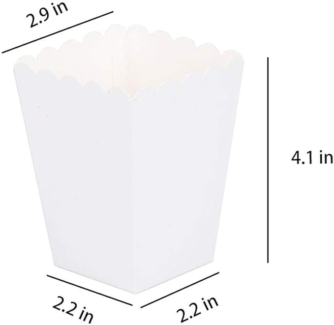 YESON White Popcorn Boxes Mini Paper Popcorn Box for Party,Pack of 36