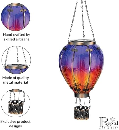 Regal Art & Gift Hot Air Balloon Solar Lantern, Hanging Outdoor Waterproof