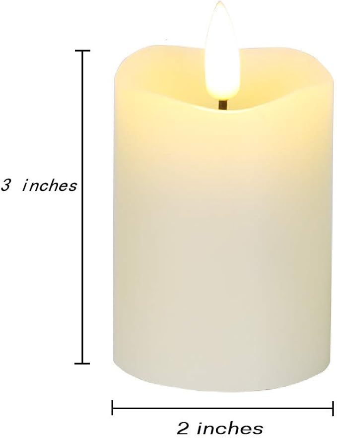 Eywamage Timer Flameless Votive Candles 2 inch x 3 inch , Flickering Small LED Pillar Candles Batteries Included, Ivory Christmas Home Decor 6 Pack with 5 hours timer